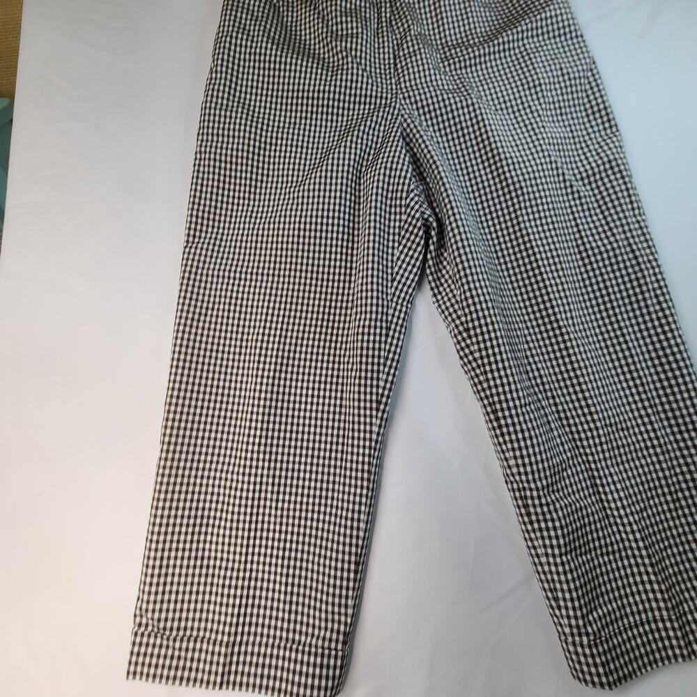 Talbots Hampshire Ankle Pants Brown White Gingham Check Cuff Silk Cotton 16 - Picture 8 of 12